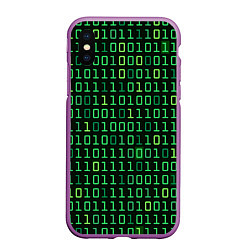 Чехол iPhone XS Max матовый Двоичный Код Binary Code, цвет: 3D-фиолетовый