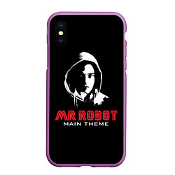 Чехол iPhone XS Max матовый MR ROBOT Хакер, цвет: 3D-фиолетовый