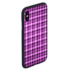 Чехол iPhone XS Max матовый Неоновый узор в клетку Светящиеся квадраты, сетка, цвет: 3D-черный — фото 2