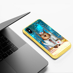 Чехол iPhone XS Max матовый Врач - сова, цвет: 3D-желтый — фото 2