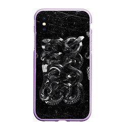 Чехол iPhone XS Max матовый Чб Блестящая Змея Snake Shine, цвет: 3D-сиреневый