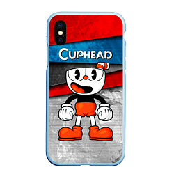 Чехол iPhone XS Max матовый Cuphead Красная чашечка, цвет: 3D-голубой