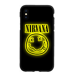 Чехол iPhone XS Max матовый NIRVANA неон, цвет: 3D-черный