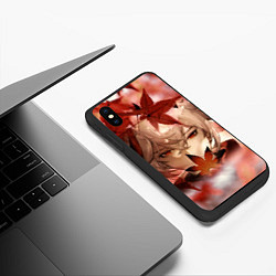 Чехол iPhone XS Max матовый Кадзуха и кленовые листья, цвет: 3D-черный — фото 2