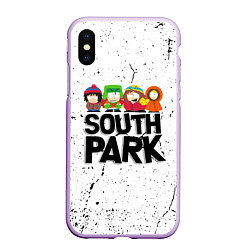 Чехол iPhone XS Max матовый Южный парк мультфильм - персонажи South Park, цвет: 3D-сиреневый