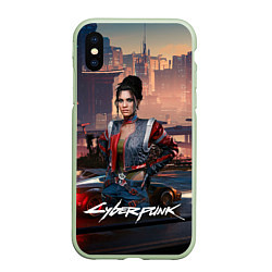 Чехол iPhone XS Max матовый Panam Cyberpunk2077, цвет: 3D-салатовый