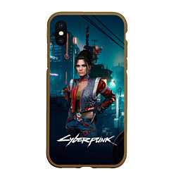 Чехол iPhone XS Max матовый Panam cyberpunk 2077, цвет: 3D-коричневый