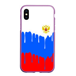 Чехол iPhone XS Max матовый Флаг герб russia, цвет: 3D-фиолетовый