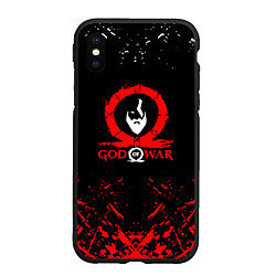 Чехол iPhone XS Max матовый God of War Ragnarok герой лого, цвет: 3D-черный