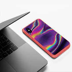 Чехол iPhone XS Max матовый Neon fashion pattern Wave, цвет: 3D-красный — фото 2