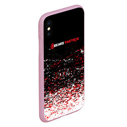 Чехол iPhone XS Max матовый Gears tactics белые красные брызги, цвет: 3D-розовый — фото 2