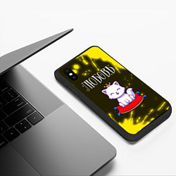 Чехол iPhone XS Max матовый Любовь - КОШКА - Брызги, цвет: 3D-черный — фото 2