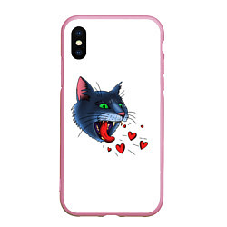 Чехол iPhone XS Max матовый Cat love meow, цвет: 3D-розовый
