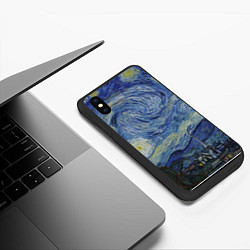 Чехол iPhone XS Max матовый Звездная ночь Ван Гога, цвет: 3D-черный — фото 2