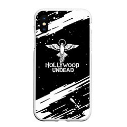 Чехол iPhone XS Max матовый Hollywood undead logo, цвет: 3D-белый