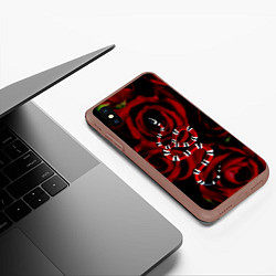 Чехол iPhone XS Max матовый Змея в Цветах Розы Snake Rose, цвет: 3D-коричневый — фото 2