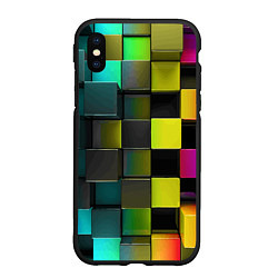 Чехол iPhone XS Max матовый Colored Geometric 3D pattern, цвет: 3D-черный