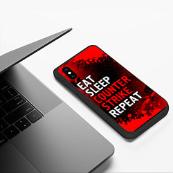 Чехол iPhone XS Max матовый Eat Sleep Counter Strike Repeat Брызги, цвет: 3D-черный — фото 2