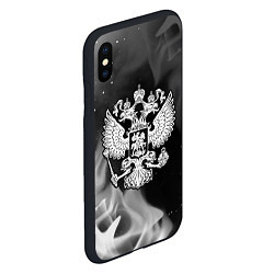 Чехол iPhone XS Max матовый RUSSIA - ГЕРБ - Огонь, цвет: 3D-черный — фото 2