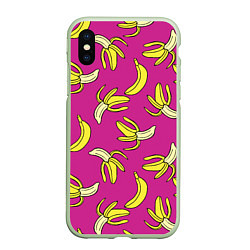 Чехол iPhone XS Max матовый Banana pattern Summer Color, цвет: 3D-салатовый