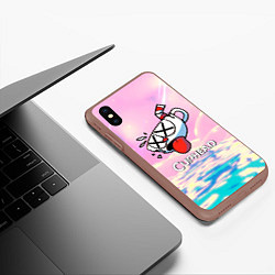 Чехол iPhone XS Max матовый Cuphead Разбитая чашечка, цвет: 3D-коричневый — фото 2