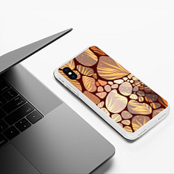 Чехол iPhone XS Max матовый Коричнево-бежевые пастельные камушки с яркими паль, цвет: 3D-белый — фото 2