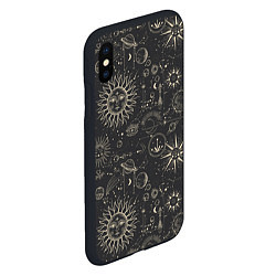 Чехол iPhone XS Max матовый Небесные тела, созвездия, солнце, космос, мистика, цвет: 3D-черный — фото 2