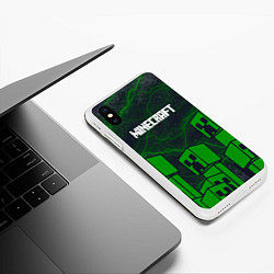 Чехол iPhone XS Max матовый Minecraft майнкрафт Зомби, цвет: 3D-белый — фото 2