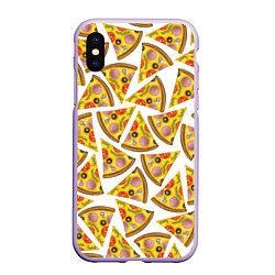 Чехол iPhone XS Max матовый Кусочки вкусной пиццы, цвет: 3D-светло-сиреневый