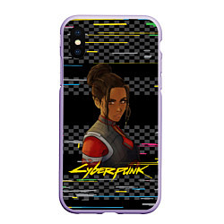 Чехол iPhone XS Max матовый Cyberpunk2077 Panam, цвет: 3D-светло-сиреневый