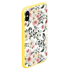 Чехол iPhone XS Max матовый Цветы Акварельно-Белые, цвет: 3D-желтый — фото 2