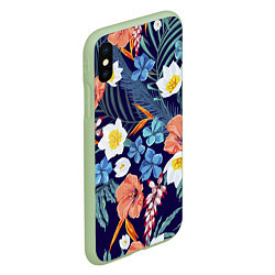 Чехол iPhone XS Max матовый Цветы Экзотические, цвет: 3D-салатовый — фото 2