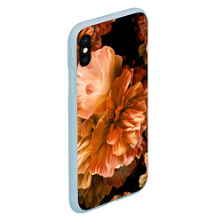 Чехол iPhone XS Max матовый Цветы Пионы, цвет: 3D-голубой — фото 2