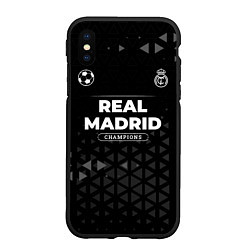 Чехол iPhone XS Max матовый Real Madrid Форма Champions, цвет: 3D-черный
