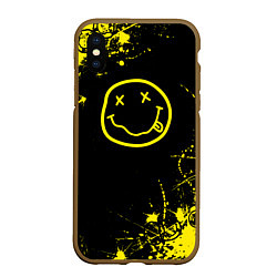 Чехол iPhone XS Max матовый Nirvana texture смайл, цвет: 3D-коричневый