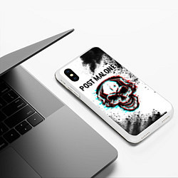 Чехол iPhone XS Max матовый Post Malone - ЧЕРЕП - Арт, цвет: 3D-белый — фото 2