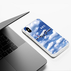 Чехол iPhone XS Max матовый Самолет Ил 96-300, цвет: 3D-белый — фото 2