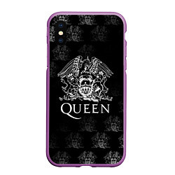 Чехол iPhone XS Max матовый Queen pattern, цвет: 3D-фиолетовый