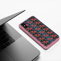 Чехол iPhone XS Max матовый Flowers Pattern, цвет: 3D-малиновый — фото 2