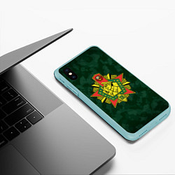 Чехол iPhone XS Max матовый КАМУФЛЯЖ ПОГРАНВОЙСКА ЗЕЛЕНЫЙ, цвет: 3D-мятный — фото 2