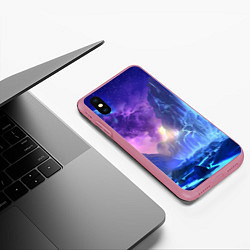 Чехол iPhone XS Max матовый Фантастический пейзаж Водопад Неон, цвет: 3D-малиновый — фото 2