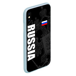 Чехол iPhone XS Max матовый RUSSIA - BLACK EDITION, цвет: 3D-голубой — фото 2