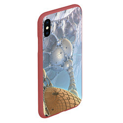 Чехол iPhone XS Max матовый КОСМИЧЕСКИЙ ФРАКТАЛЬНЫЙ ПЕЙЗАЖ, цвет: 3D-красный — фото 2