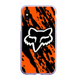 Чехол iPhone XS Max матовый FOX MOTOCROSS ORANGE, цвет: 3D-светло-сиреневый