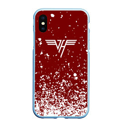 Чехол iPhone XS Max матовый Van Halen Logo Ван Хален белые брызги, цвет: 3D-голубой