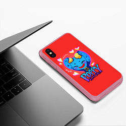 Чехол iPhone XS Max матовый POPPY PLAYTIME CUTE HAGGY WAGGY - милый Хагги Вагг, цвет: 3D-малиновый — фото 2