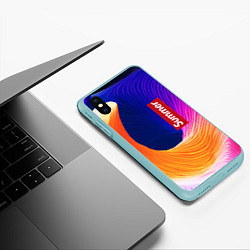 Чехол iPhone XS Max матовый Цветная волна Summer, цвет: 3D-мятный — фото 2