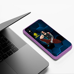 Чехол iPhone XS Max матовый Johnny cyberpunk2077, цвет: 3D-фиолетовый — фото 2