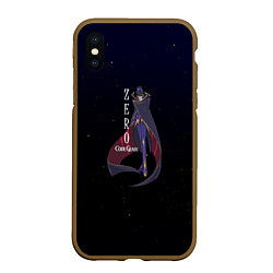 Чехол iPhone XS Max матовый Code Geass Зеро, цвет: 3D-коричневый