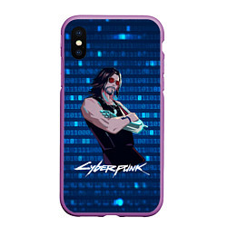 Чехол iPhone XS Max матовый Johnny Джонни Cyberpunk2077, цвет: 3D-фиолетовый